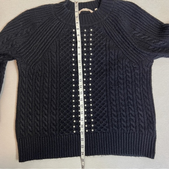 Soft Surroundings Black Knit Pearl Design Long Sleeve Sweater size XS (498) - Picture 9 of 11